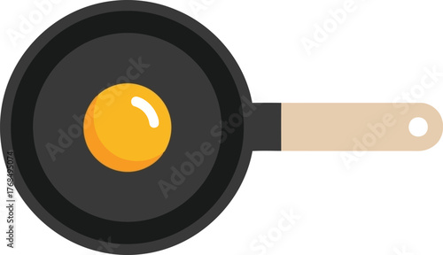 Sunny side up egg in frying pan kitchen cooking breakfast food icon vector