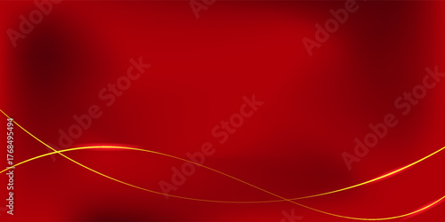 Elegant Red Background with Golden Wave Lines