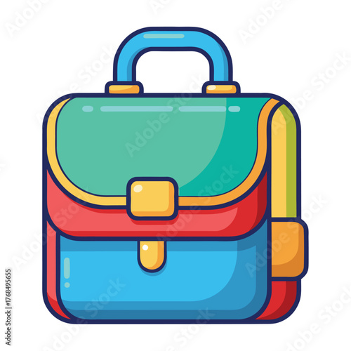 Colorful school backpack illustration in cartoon style.
