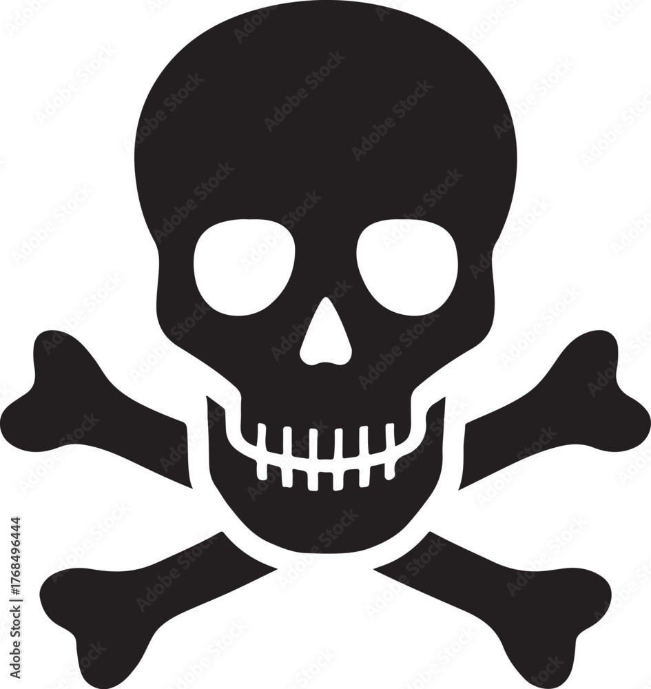 Fototapeta premium Toxic substance hazard symbol glyph with skull and crossbones for danger and safety signs.