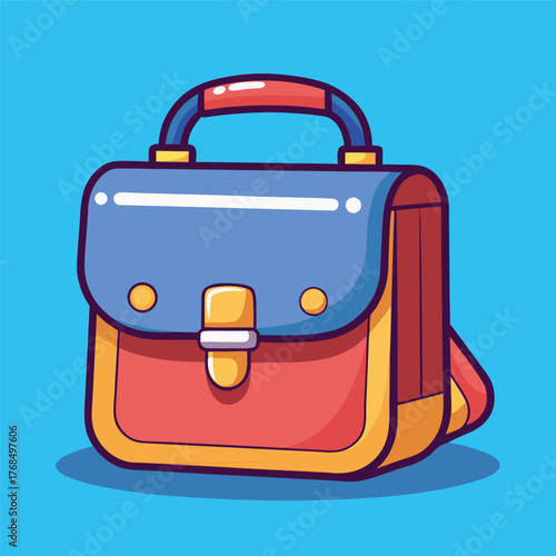 Colorful school backpack illustration in cartoon style.