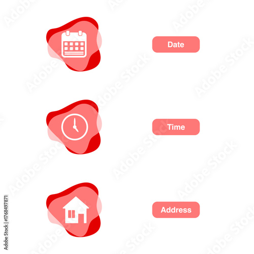 Date Time Location Icon Set for Event and Schedule