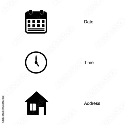 Date Time Location Icon Set for Event and Schedule