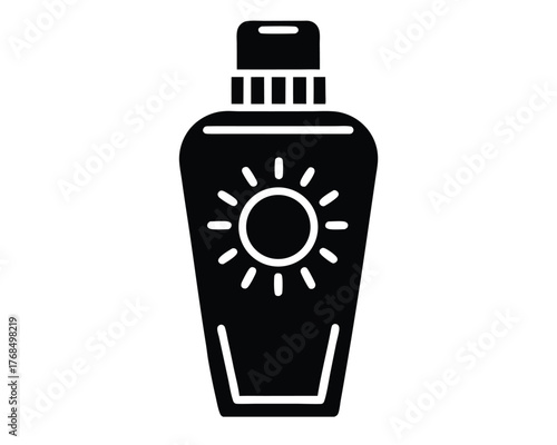 Sunscreen lotion bottle icon for skin protection and summer activities
