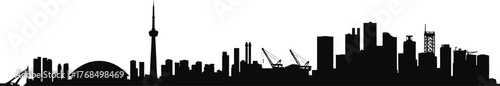 Toronto Skyline Silhouette Detailed Urban Landscape Canada Modern Cityscape Building