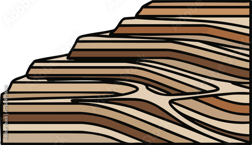 Geological Cross Section Illustrating Stratified Rock Layers and Erosion.