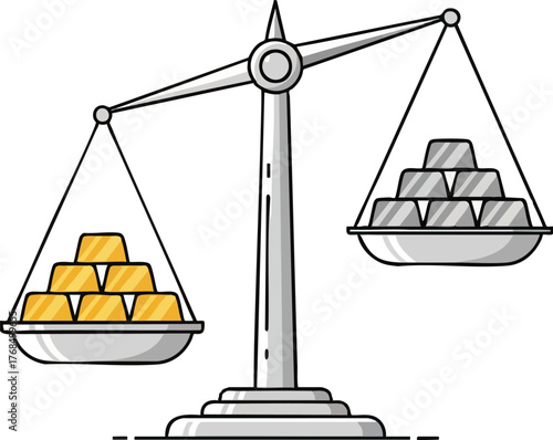 Gold and Silver Bars on a Scale Balancing Wealth and Value.