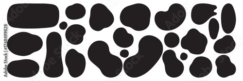 Abstract organic blob shapes set. Fluid wavy round forms and soft liquid doodle elements. Modern oval background vector illustration