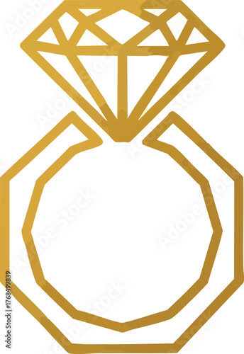 Golden Diamond Ring Icon Symbolizing Love and Commitment.