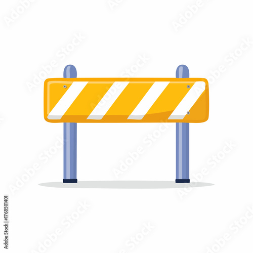 Striped yellow and white construction barricade vector for traffic control and road safety