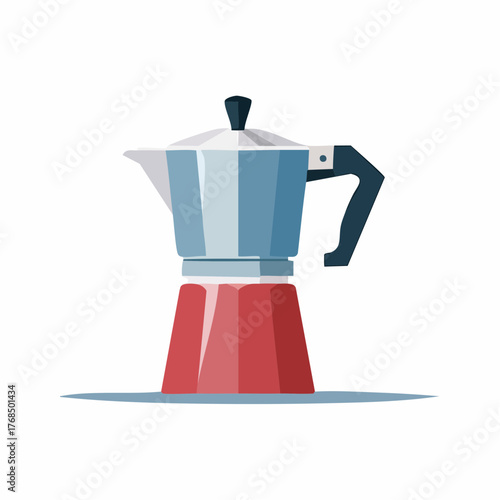 Classic Italian stovetop espresso maker moka pot flat vector icon illustration