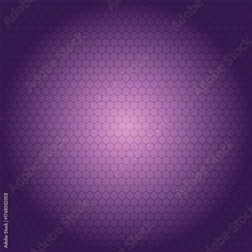 Purple Gradient Background with Hexagonal Pattern and Lighting Effect