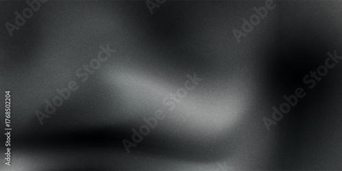 Black dark gray silver white wave abstract background for design. Light wave, wavy line. Ombre gradient. Noise rough grungy grain brushed metal metallic effect.