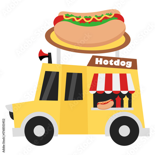 Hotdog Food Truck Illustration