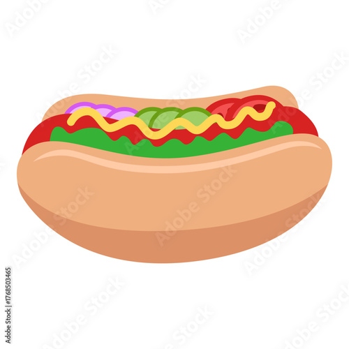 Flat Hotdog Sandwich with Mustard