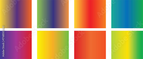 Abstract gradient squares with vibrant color transitions, a collection of eight colorful backgrounds