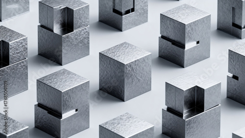 MetallicGeometricCubesArrangement