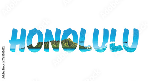 Honolulu Hawaii Tropical Paradise Text Art