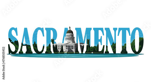 Sacramento California State Capitol Building Skyline Art