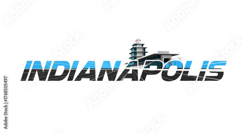 Indianapolis City Skyline and Text Logo