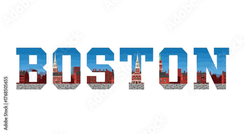 Boston City Skyline Text Art