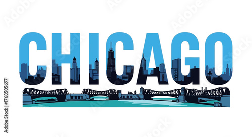 Chicago Cityscape Text Graphic