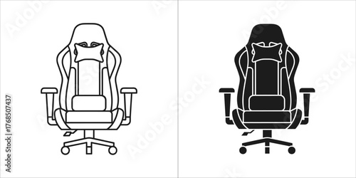 A simple line art icon depicting an ordering kiosk with a sales point and cashier station