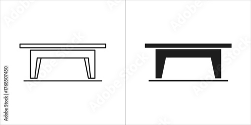 A simple line art icon of a commercial refrigerator or display cooler with glass door and shelves
