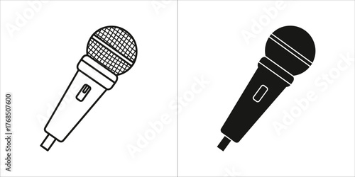 Outline and solid black icon of a microphone