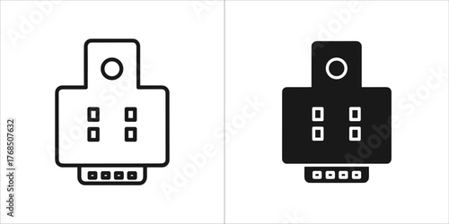 Two icons representing a usb connector and a wifi signal, one in outline and one in solid black