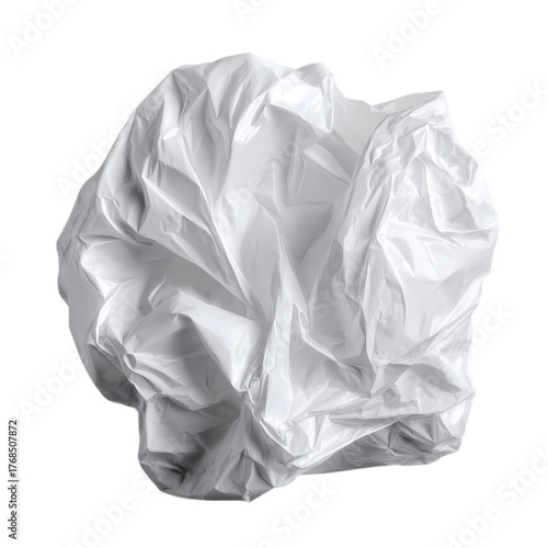 Crumpled white plastic bag isolated on transparent background