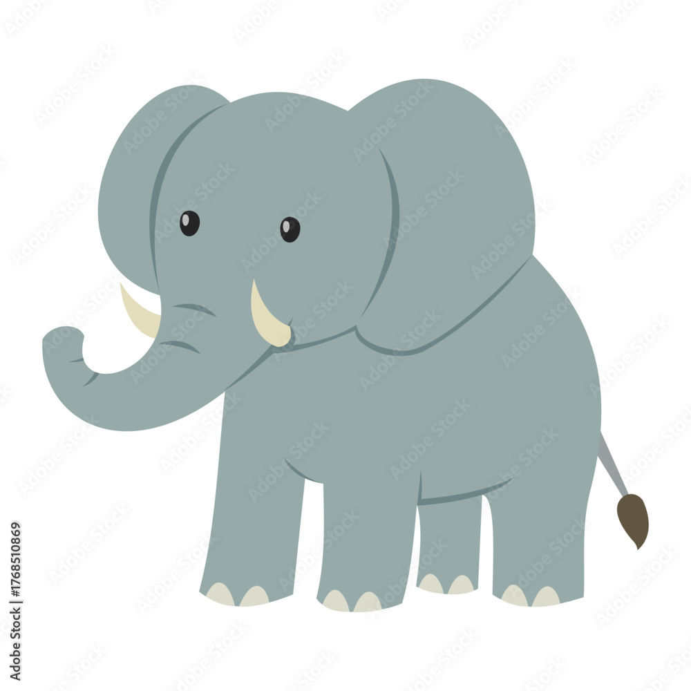 Fototapeta premium cartoon illustration of a baby elephant with tusks