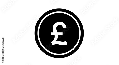 British currency circle symbol black white icon