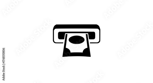 the ATM dispenses a banknote 