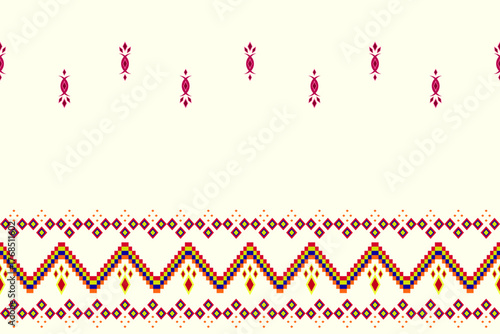 Ethnic Aztec abstract geometric oriental traditional embroidery seamless pattern. Native geometry decorative design for fabric, clothing, border decor, interior, wallpaper, background, texture, print