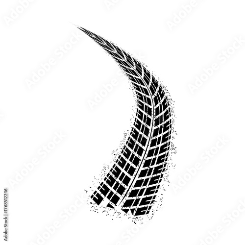 Grunge Tire Track Vector – Black Wheel Imprint and Road Texture