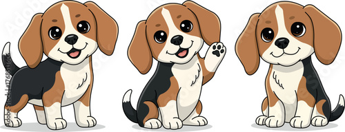 Cute Cartoon Beagle Dog | Kawaii Beagle Puppy | Adorable Dog Vector Illustration