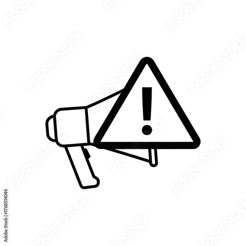 Urgent announcement! Attention grabbing megaphone icon with exclamation mark, ideal for warnings, alerts, and important news broadcasts and digital marketing