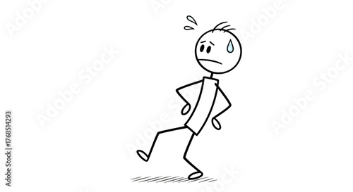 Dizzy Stick Figure: Navigating Uncertainty with a Wobbly Stance and Anxious Expression