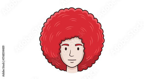 Illustration of a person with distinct red afro hairstyle on a white background
