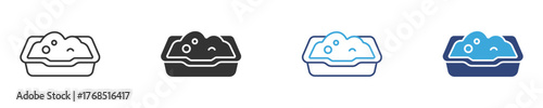  cat litter box icon set, vector illustration .  