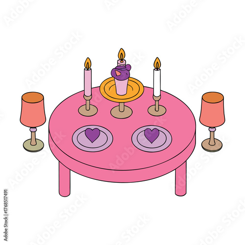 vector illustration of a table with chairs