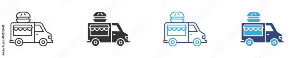 Naklejka premium Food truck icon set, Street food truck icon, vector illustration .