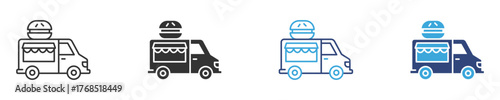 Food truck icon set, Street food truck icon, vector illustration .  