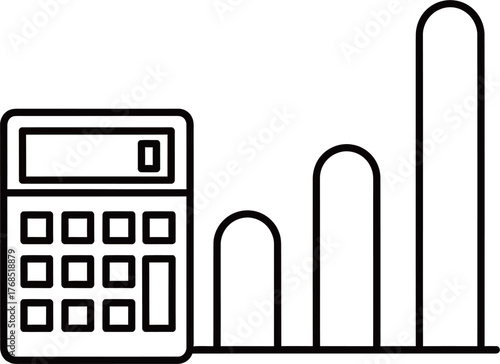 Financial Calculator with Growing Bar Chart Icon