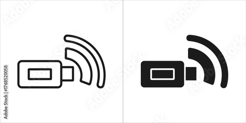 Outline and solid black silhouette of a wireless sensor icon