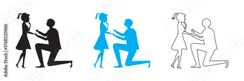 Man proposing to woman icon. romance proposal relationship celebration. vector illustration. EPS 10