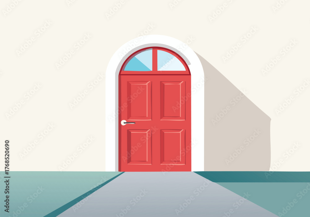 Fototapeta premium Red Arch Door Vector Illustration