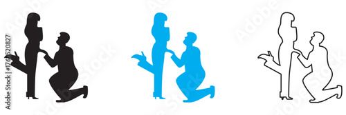 Man proposing to woman icon. romance proposal relationship celebration. vector illustration. EPS 10