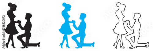 Man proposing to woman icon. romance proposal relationship celebration. vector illustration. EPS 10